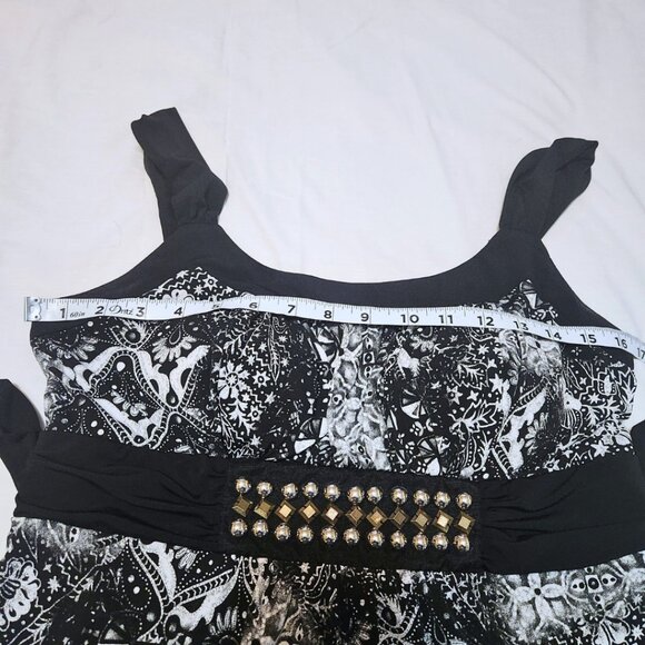 Speechless Black & White Babydoll Top | Y2K Style | Size L (Fits M) - Picture 13 of 15